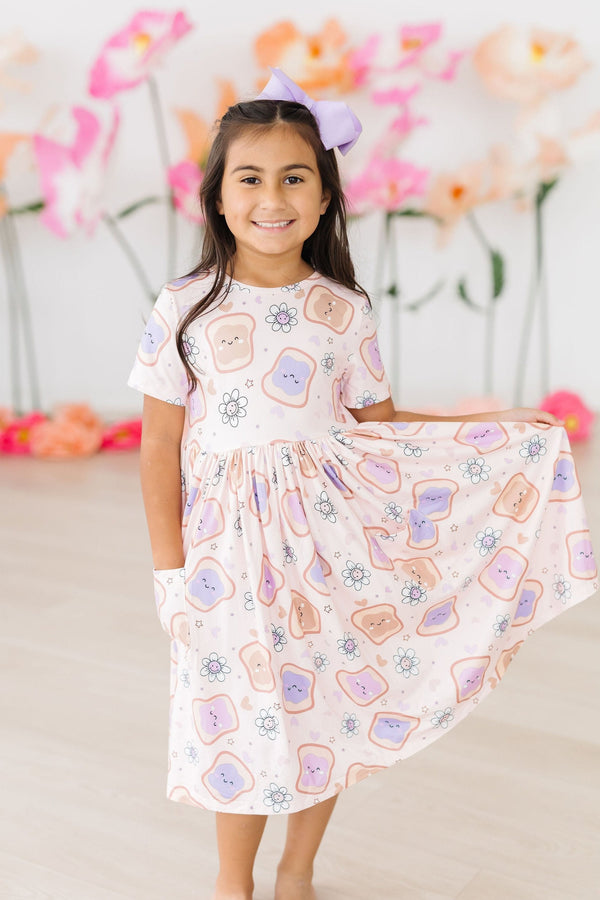 peanut-butter-jelly-time-s-s-pocket-twirl-dress Mila &  Rose - Sophia's Style-Peanut Butter Jelly Time S/S Pocket Twirl Dress-6-12M--1